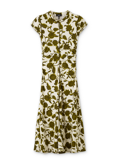 ME+EM Midnight Hibiscus print crew neck midi dress at Collagerie