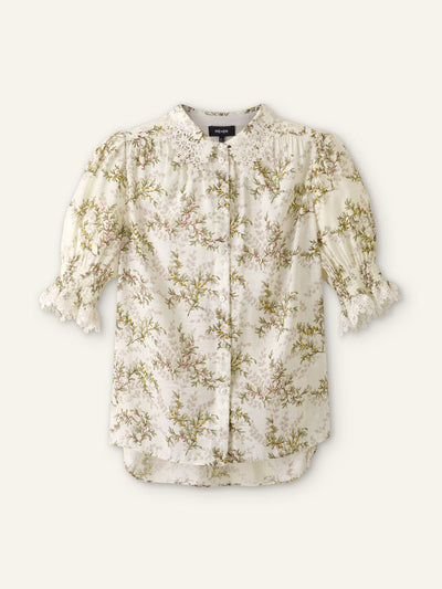 Me+Em Shadow berry print embroidered collar blouse at Collagerie