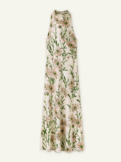 ME+EM Silk Growing-Daisy print halterneck maxi dress at Collagerie