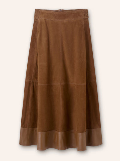 Me+Em Suede mix high-waisted midi skirt at Collagerie