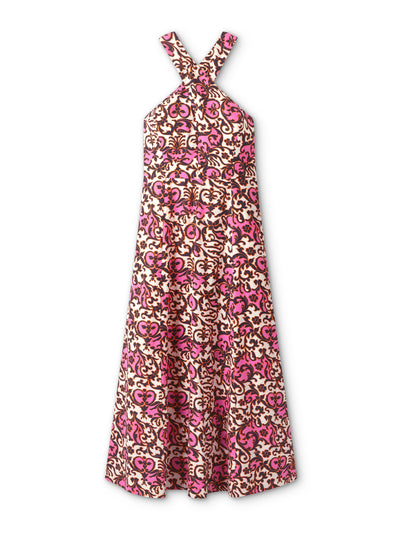 Me+Em Linen-blend baroque print crossover maxi dress at Collagerie