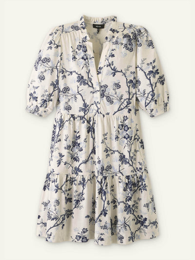 ME+EM Modern botanical print tiered short dress at Collagerie