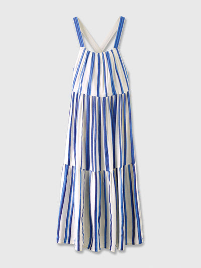 Me+Em Blue stripe crossover-back dress at Collagerie