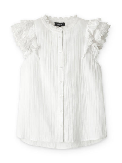 Me+Em Cheesecloth ruffle sleeveless blouse at Collagerie