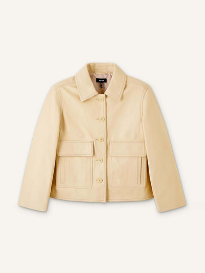 ME+EM Relaxed washed leather shacket at Collagerie