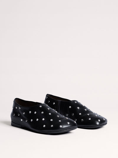 ME+EM Stud asymmetric slippers at Collagerie