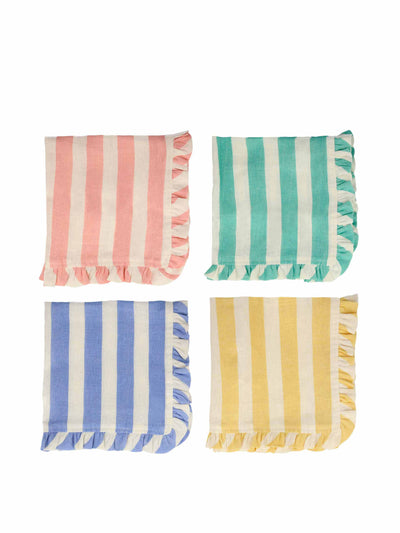 Meri Meri Multicolour stripe ruffle napkins (set of 4) at Collagerie