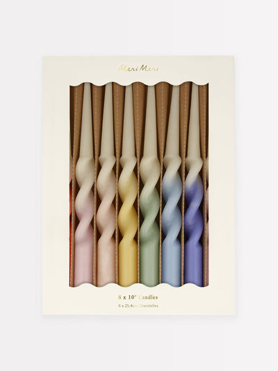 Meri Meri Rainbow twisted table candles (set of 8) at Collagerie