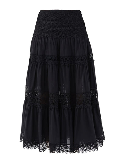 Charo Ruiz Black lace cotton skirt at Collagerie