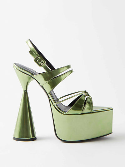 D'Accori Metallic-leather green platform sandals at Collagerie