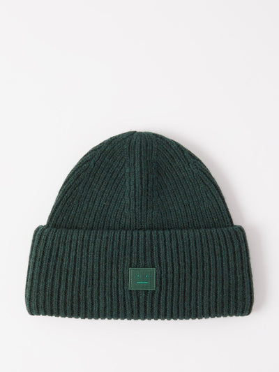 Acne Studios Pana Face-patch ribbed-wool beanie at Collagerie