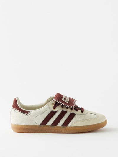 Adidas X Wales Bonner Samba leather-trimmed calf hair sneakers at Collagerie