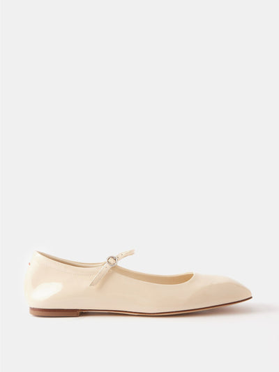 Aeyde Uma square-toe patent-leather Mary Jane flats at Collagerie