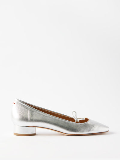 Aeyde Silver leather ballet flats at Collagerie