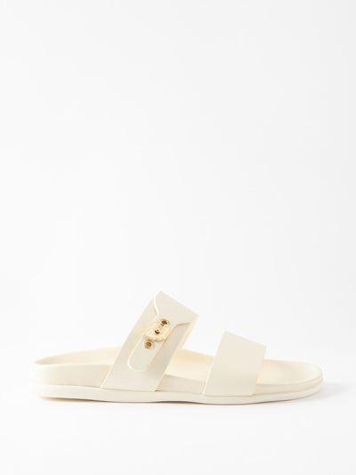 Ancient Greek Sandals Ivory buckled leather sandals at Collagerie
