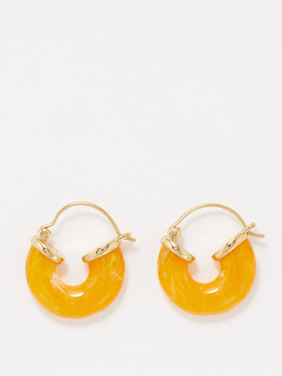 Anni Lu Petit resin 18kt gold-plated hoop earrings at Collagerie