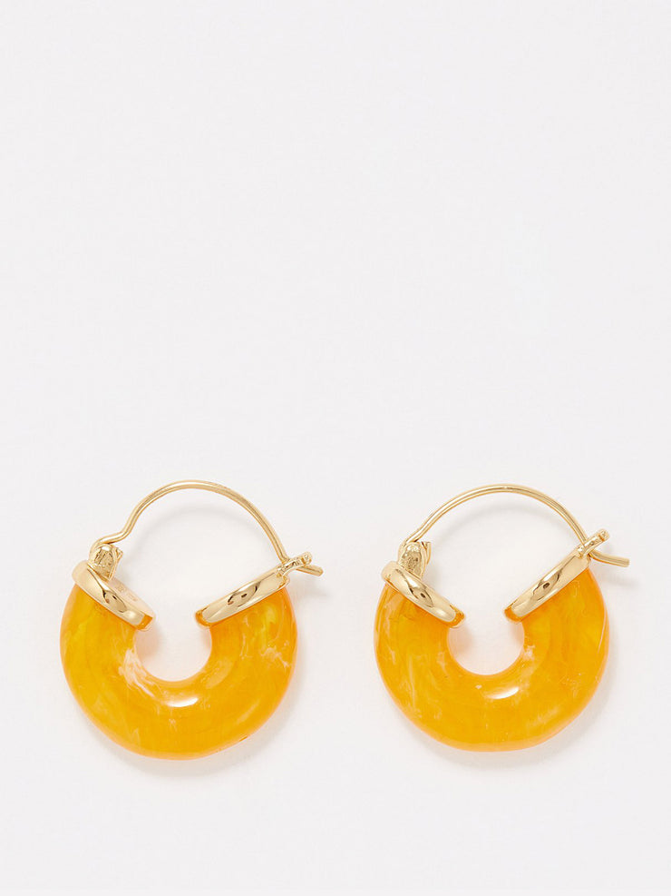 Petit resin 18kt gold-plated hoop earrings