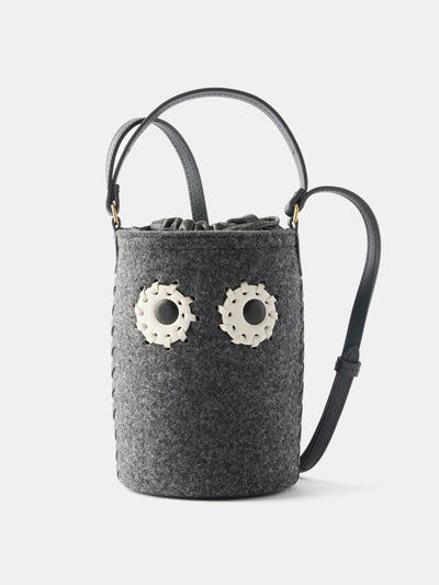 Anya Hindmarch Eyes mini recycled-felt bucket bag at Collagerie