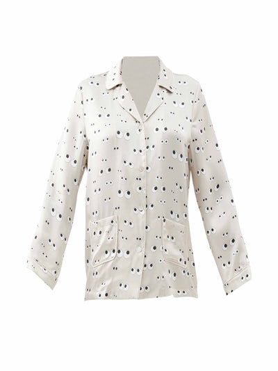 Anya Hindmarch Cream silk eye pyjama shirt at Collagerie