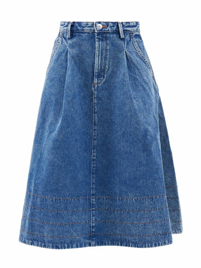 A.P.C Denim pleated midi skirt at Collagerie