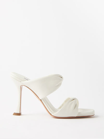 Aquazarra White twist-front leather mule sandals at Collagerie