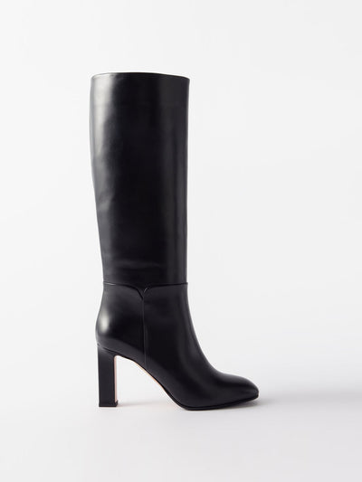 Aquazzura Black leather knee-high boots at Collagerie