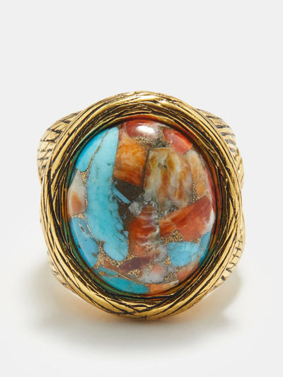 Aurelie Bidermann Turquoise and 18kt gold-plated ring at Collagerie