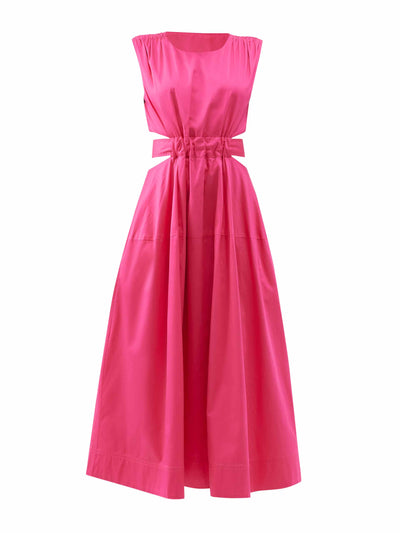 Aje Pink back-tie cotton midi dress at Collagerie