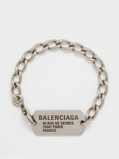 Balenciaga ID tag chain bracelet at Collagerie