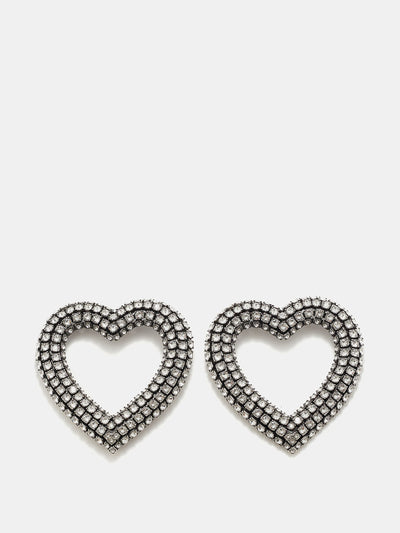 Balenciaga Heart crystal-embellished hoop earrings at Collagerie