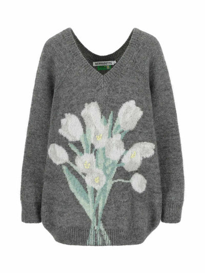 Bernadette Domenica tulip-intarsia wool-blend V-neck sweater at Collagerie