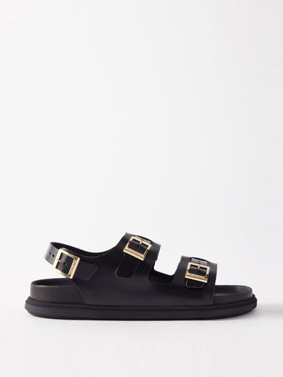 Birkenstock Black leather buckled sandals at Collagerie