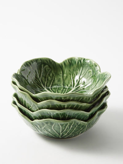 Bordallo Pinheiro Cabbage earthenware bowls (set of 4) at Collagerie