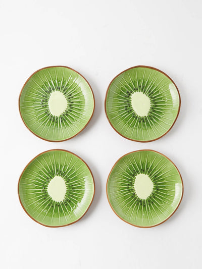 Bordallo Pinheiro Kiwi dessert plates (set of 4) at Collagerie