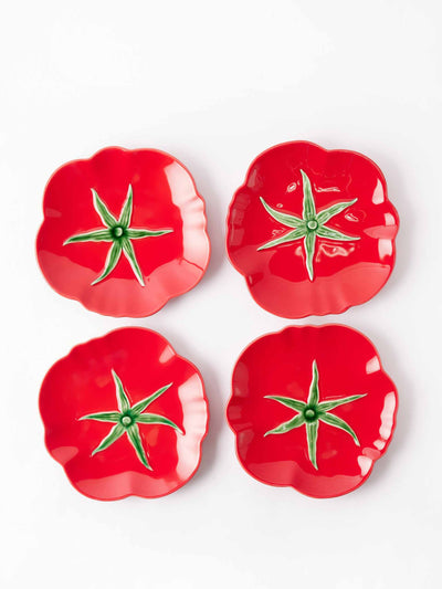 Bordallo Pinheiro Tomato ceramic dessert plates ( set of 4 ) at Collagerie