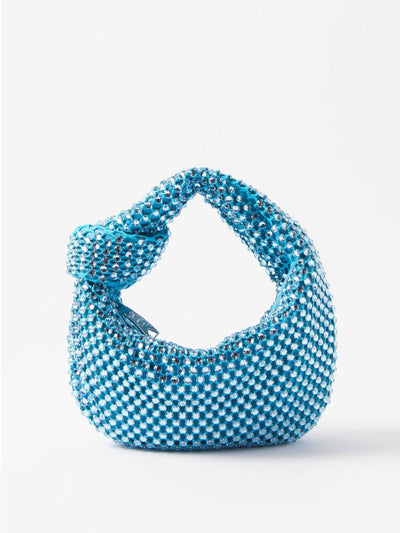 Bottega Veneta Blue crystal-netting clutch bag at Collagerie