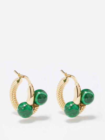 Bottega Veneta Faux-malachite and 18kt gold-plated earrings at Collagerie