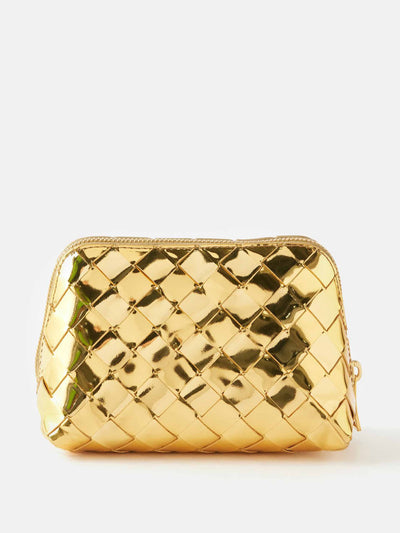 Bottega Veneta Intrecciato metallic-leather pouch at Collagerie