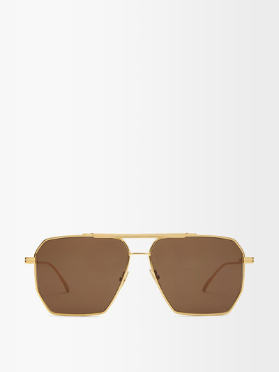 Bottega Veneta Eyewear Aviator metal sunglasses at Collagerie