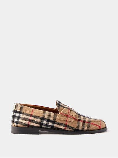 Burberry Check wool-felt loafers at Collagerie