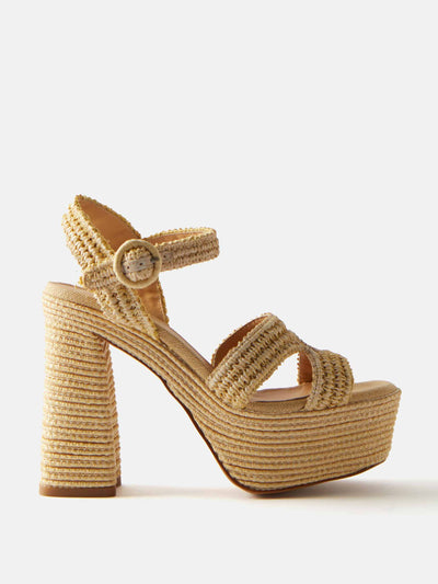 Castañer Raffia woven platform sandals at Collagerie