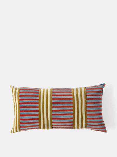 Christina Lundsteen Vida striped cotton-velvet cushion at Collagerie