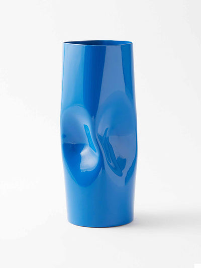 Colville Cobalt blue medium twisted stainless-steel vase at Collagerie
