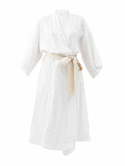 deiji studios White floral-print linen dressing gown at Collagerie