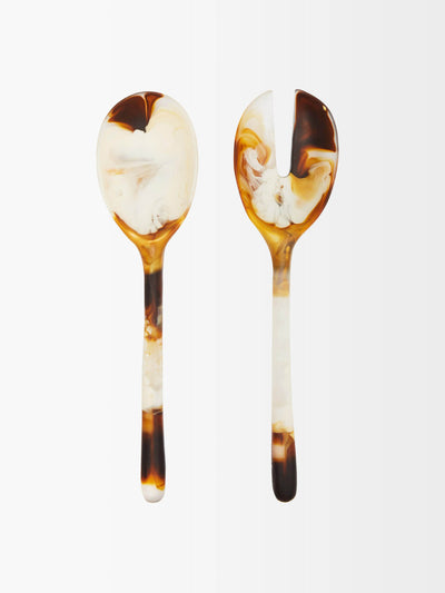 Dinosaur Designs Stone marbled-resin salad servers at Collagerie