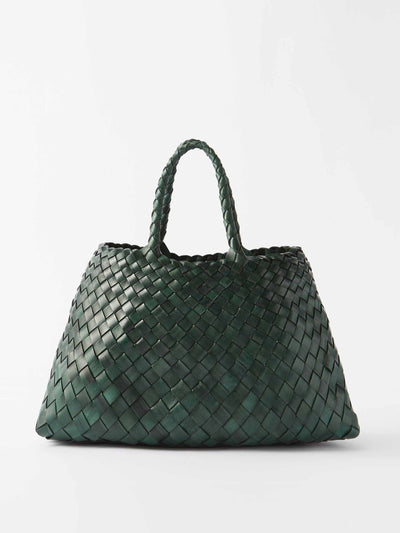 Dragon Diffusion Green woven-leather tote bag at Collagerie