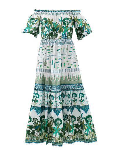 Emporio Sirenuse Cotton-voile elephant-print dress at Collagerie