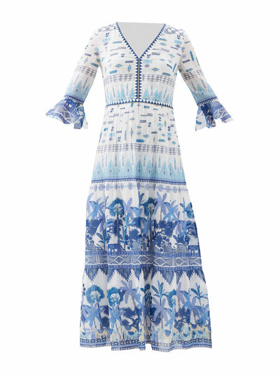 Emporio Sirenuse Bella jungle-print cotton midi dress at Collagerie