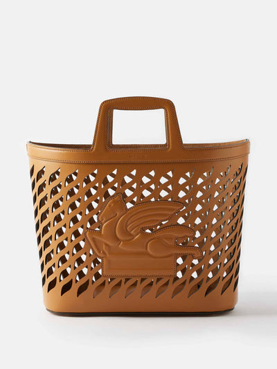 Etro Laser-cut leather tote bag at Collagerie