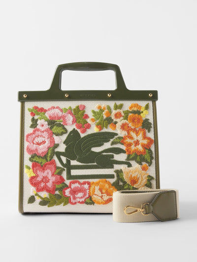 Etro Floral embroidered canvas tote bag at Collagerie